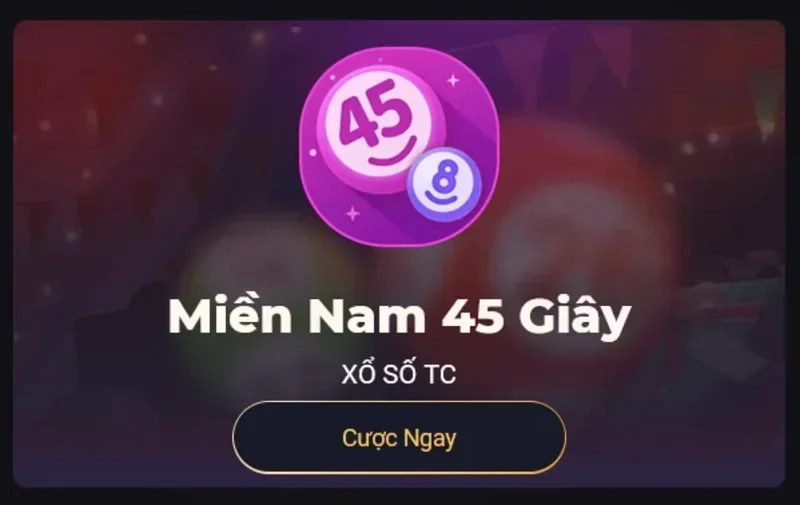 Giao diện hệ thống quay số miền nam 45 giây TC với kết quả cập nhật liên tục.